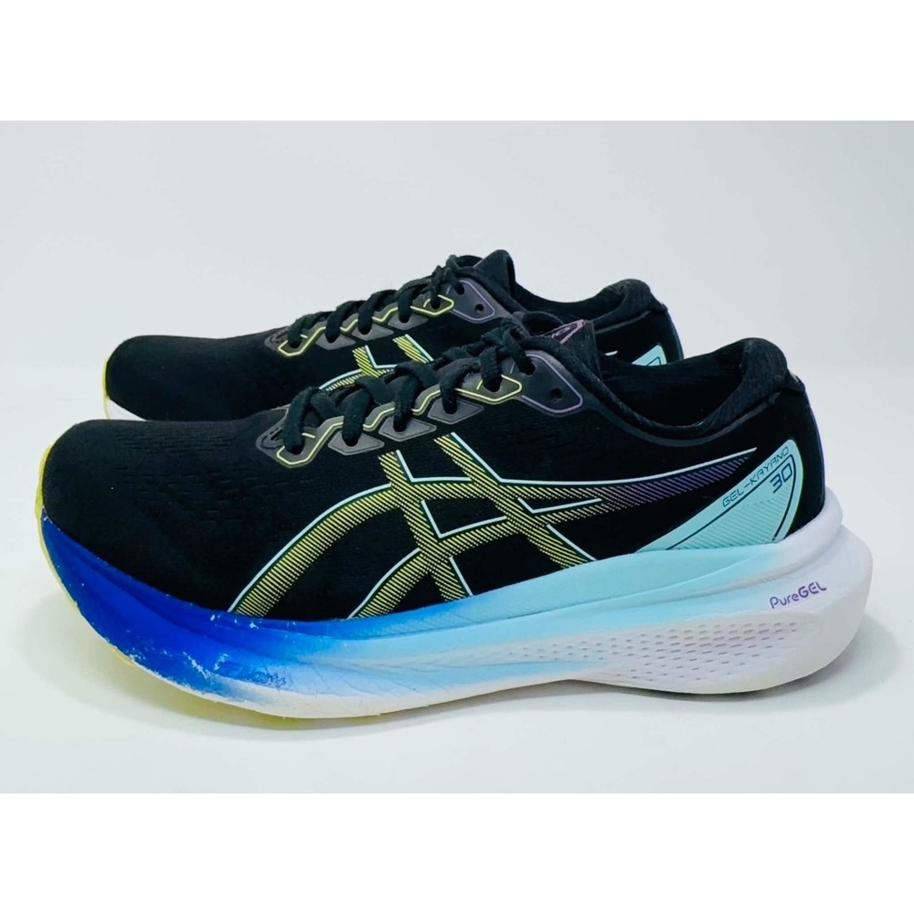 ASICS Gel-Kayano 30 Women's 9 Black Blue Yellow PureGEL Stability Running Shoes